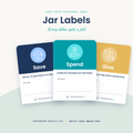 Savings Jar Stickers - Save, Spend & Give Labels + Free bonus download of Goal Dollar Printables